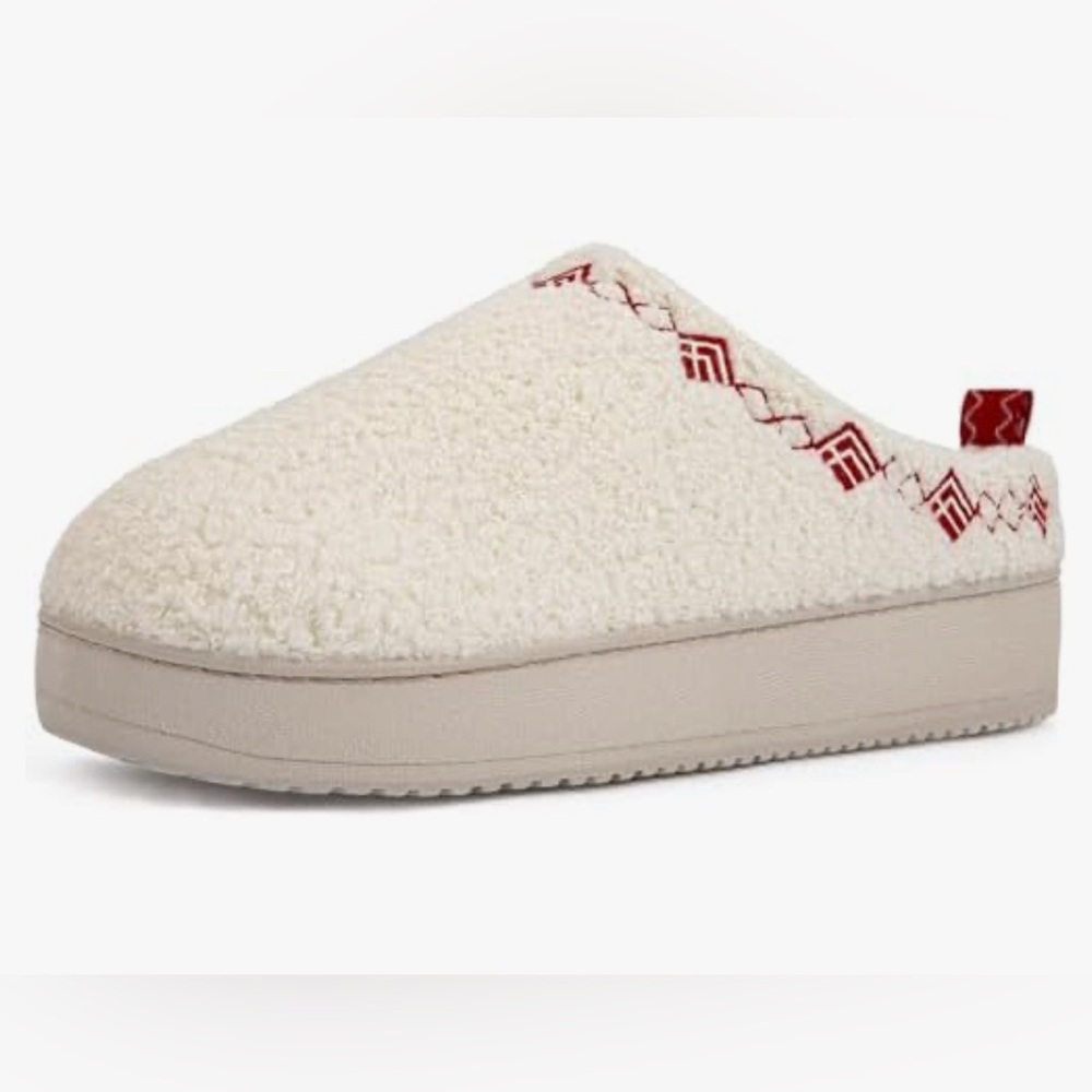 FamilyFairy Slippers with Fuzzy Curly Fur Platform Slip on